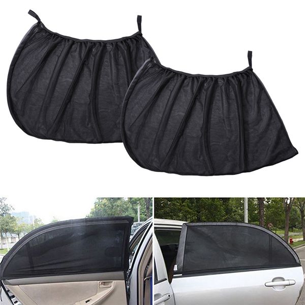 

2pcs car mesh rear side window sunshades uv cover stretchable pastable sun shade shield wholesale new 115*50cm black sale