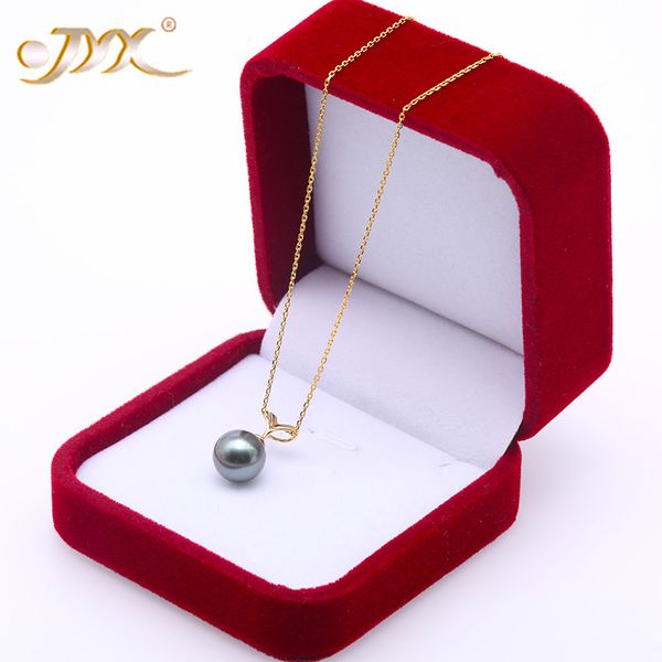 

jyx 18 k gold 10.0mm black tahitian pendant pearl south sea cultured pendant 18 inches jewelry gold 18k, Silver