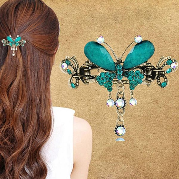 BARRETTES CLIPS BOW HEAD PIECE DIAMANTE CRYSTAL BARRETTE HAIR CLIP VINTAGE NEW