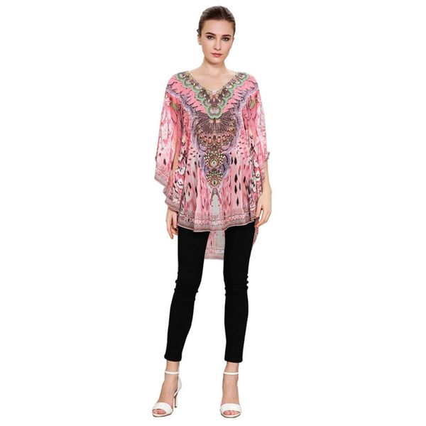 

zh women chiffon flowers print irregular swallow tail muslim blouse loose shirt dresses islamic clothing long sleeve abaya, Red