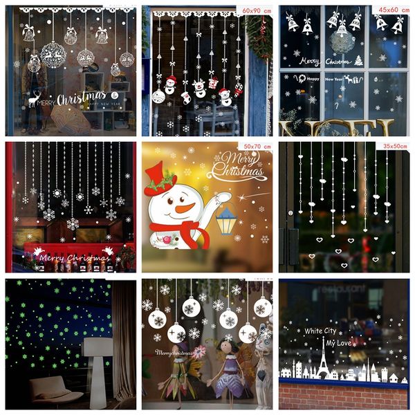 

christmas diy decor wall stickers santa reindeer snowflake window stickers new year sticker glass christmas decoration for home
