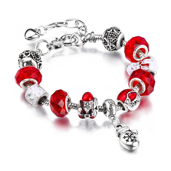 

mixed style trendy elastic metal beading antique original charm bracelets for women glass beads brand bracelet bangle jewelry, Black