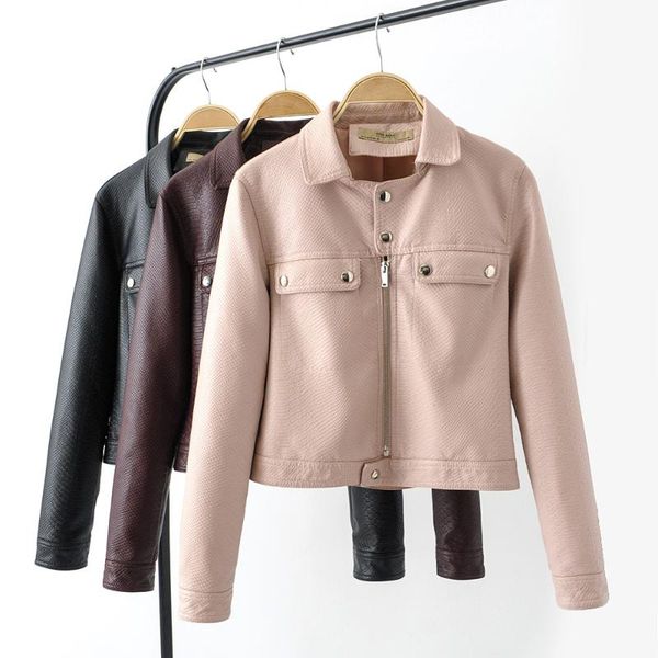 

2020 summer europe and america women's dress new style stand collar locomotive women's leather jacket coat, Black;brown