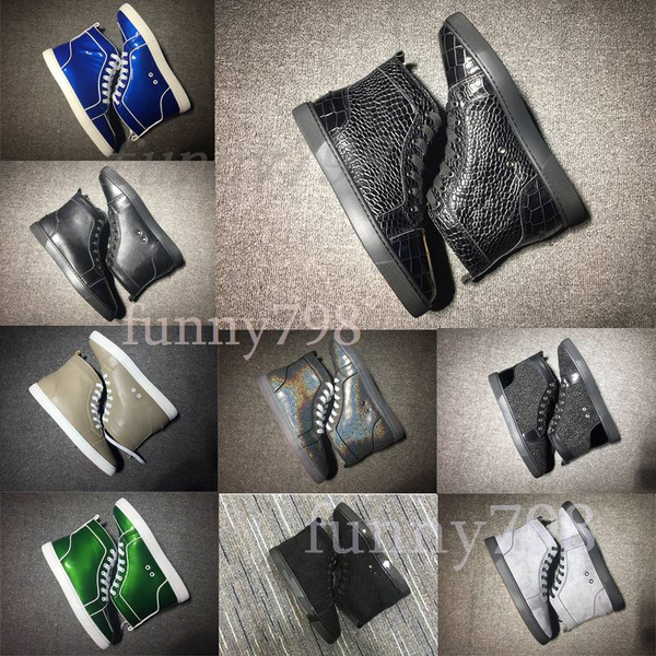 

2019 new men women red bottom 19ss spike socks platform donna spikes bottoms party personality high leather designer shoes sneaker3fcc#, Black