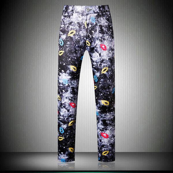 

mens flower pants fashion casual pant men spring and autumn trousers asia size 28 29 30 31 32 33 34 36 38, White;black