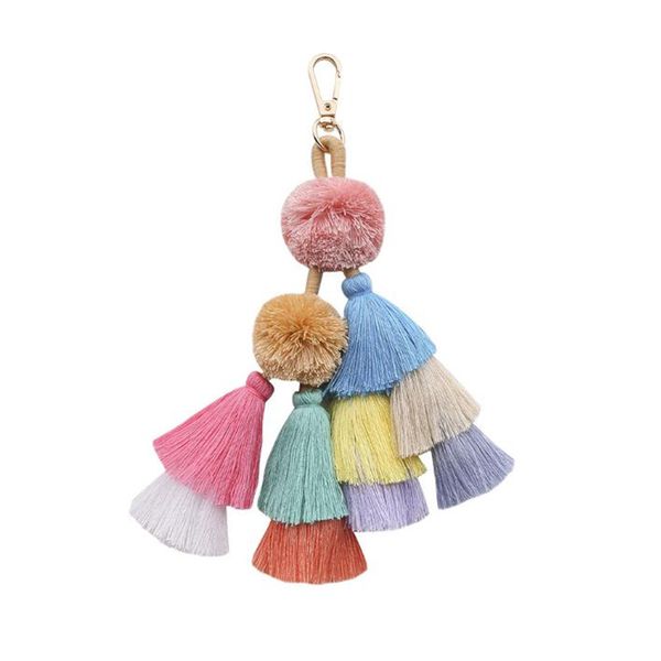 

olsen twins бифштексы многоцветный handcraft кисточкой pom pom брелки для женщин сумки украшения, Silver