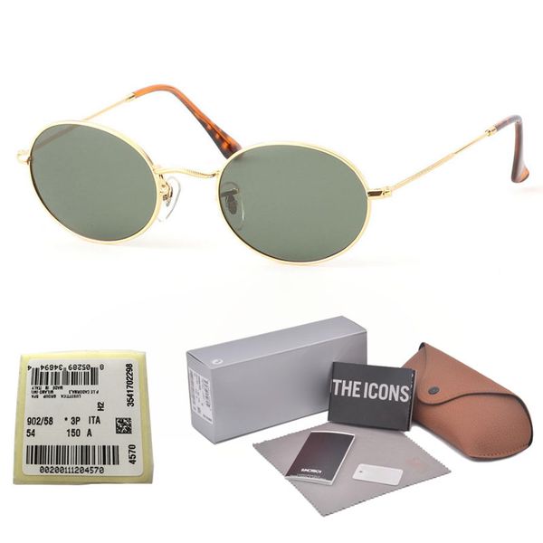 

Brand designer ( Glass lens ) Metal Frame Oval Sunglasses men women Steampunk Fashion Retro Sun glasses with Retail box and label