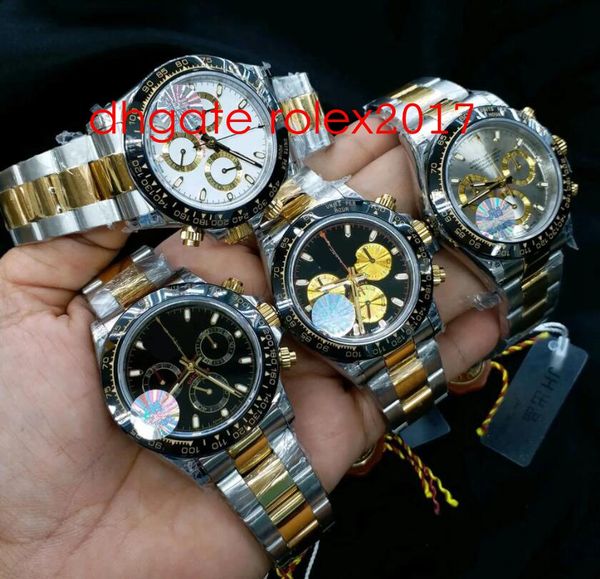 

40mm jh maker 40mm cosmograph 116503 chronograph working two tone gold cal.4130 movement automatic ceramic bezel watches, Slivery;brown