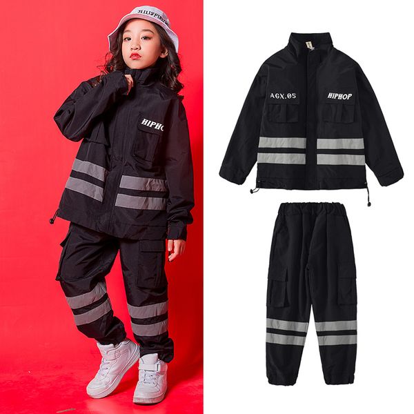 

девушки хип-хоп танцев костюмы черный hiphop уличная джаз танцевальные костюмы show stage wear фестиваль outfit dqs3624, Black;red