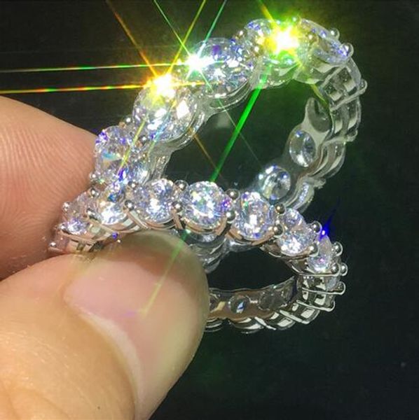 Vecalon Fashion Promise ring Round cut 4mm 6mm Diamond Cz 925 Sterling Silver Engagement Wedding Band anéis para mulheres Jóias masculinas 256k