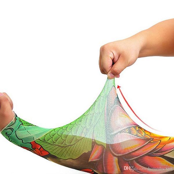 

protective sleeves men boy outdoor sports seamless nylon tattoo sleeves printing elastic breathable skins fake tattoo arm warmer dh0706
