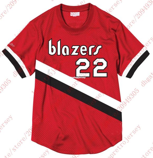 

custom #22 clyde drexler mitchell & ness mesh jersey red shirt mens stitched summer tee basketball jerseys ncaa, Black;blue
