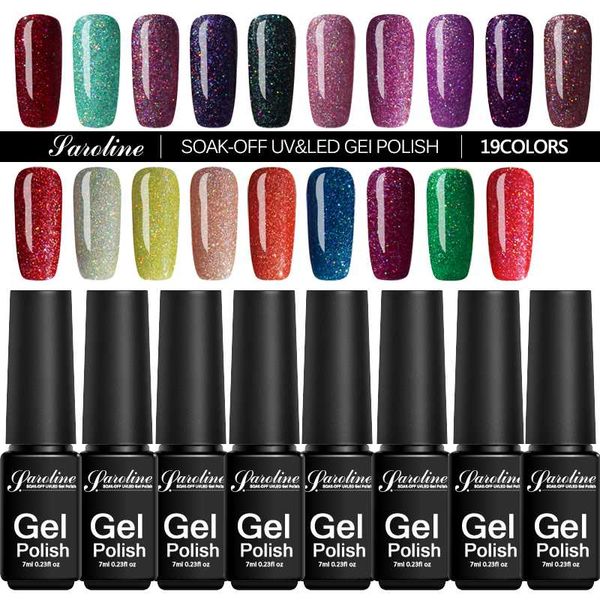 

saroline art design of 19 colorful neon nail gel soak off uv led with acrylic lacquer semi-permanent colorful rainbow gel polish, Red;pink