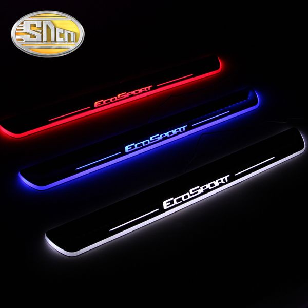 

sncn 4pcs car led door sill for ecosport 2013 2014 2015 ultra-thin acrylic flowing led welcome light scuff plate pedal