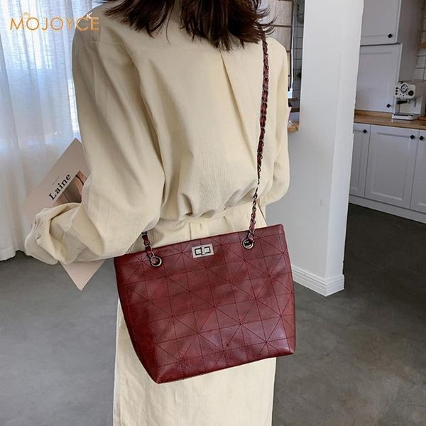 

fashion women solid color shoulder messenger bag female casual large retro pu leather chain tote shopping bags