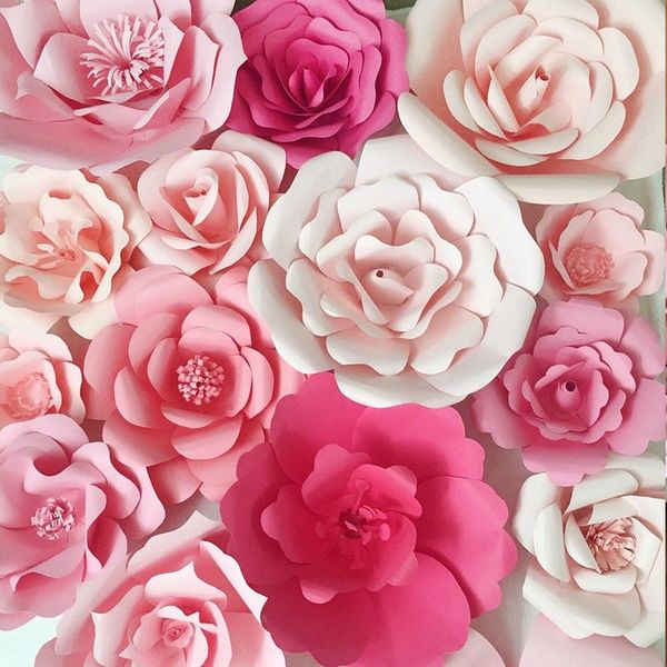 

1pcs paper flower backdrop wall large rose flowers diy wedding party decor 30cm
