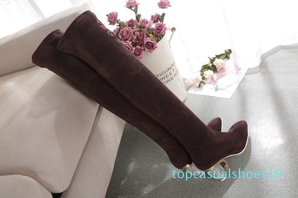 

ashiofu handmade new ladies over knee boots stretch-leather party thigh high boots club fashion evening long shoes t19, Black