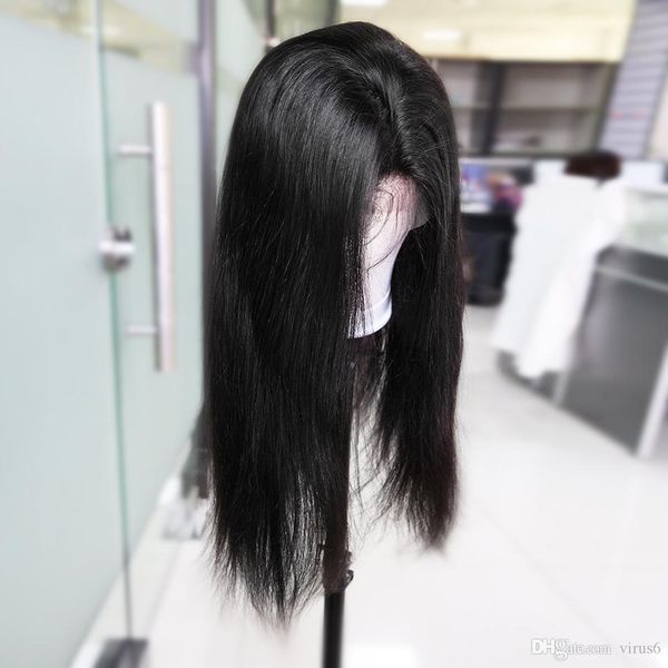 

lace front human hair wigs 13x6 pre plucked glueless remy megalook human hair peruvian wig straight lace front wigs, Black
