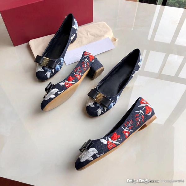 

womens spring & summer print embroidery shoes imported italian leather suede shoes with delicate casual shoes with box, Black