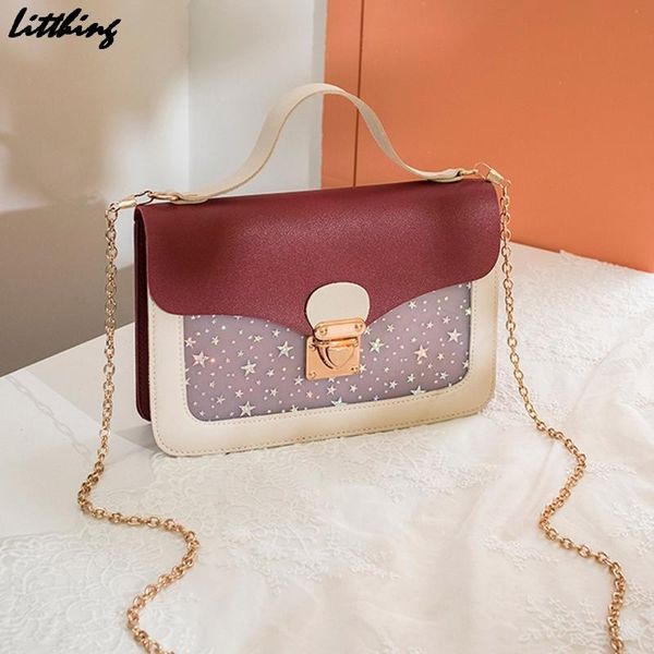 

litthing женщины мини малого квадрат пакет мешок плечо звезда блестки конструктора бумажник коммуникатор crossbody сцепление сумки сумка sac