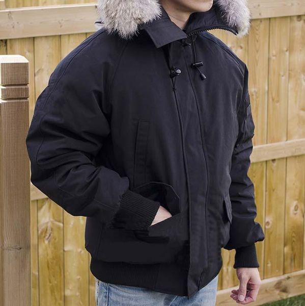 

fashion winter down hoodies parkas collar bomber jacket men warm coat outdoor brand designer casual jackets cool parka high quality, Black