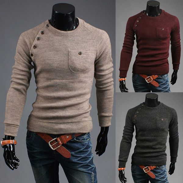 

zogaa men sweater casual o-neck pullover sweater with pocket men clothes autumn solid slim pull homme cashmere thin, White;black
