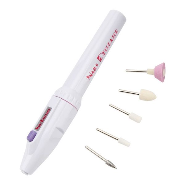 

professional nail art drill file buffer polish icure pedicure acrylic nail pen sander polisher with five nail polish heads