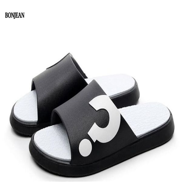 

couple slippers male summer fashion wear non-slip indoor home sandals simple sports word drag female tide, Black