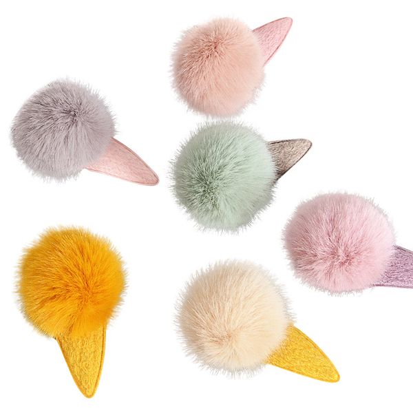 High Quality Hairpins With Big Fur Pompom Ball Gripper Hairball