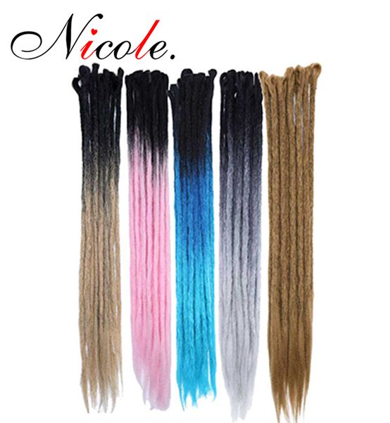 

николь 20inch kanekalon ручной drealocks крючком наращивание волос 24 цвет синтетический dreadlocks поддельный locs 5 root / пакет мода прич, Black