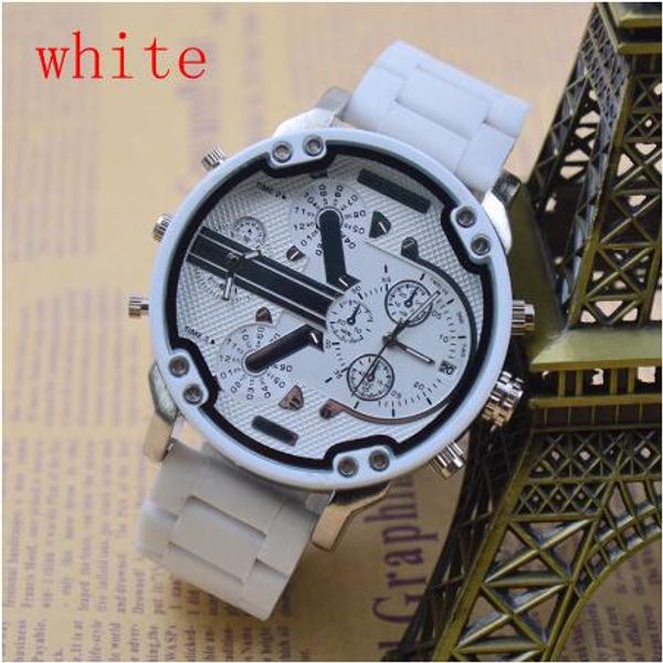 

Men's Movement Quartz Watch Multi-function Multi Time zone White Silicone Strap Automatic Date Military Troops Wrist Watches Gift 1, Blue