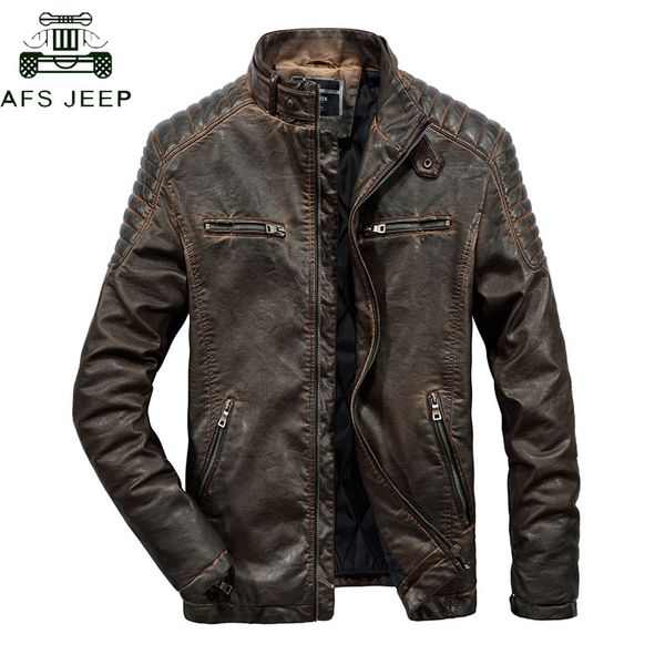 

2018 new leather jacket men fashion casual vintage jaqueta masculina couro slim cool male leather coat size s-3xl, Black