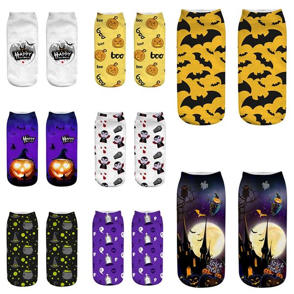 

2019 3d printed halloween socks happy pumpkin lantern witch castle cat pattern sox cosplay party lover's gift