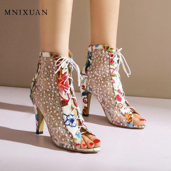 

laces women sandals boots shoes size 44 summer 2020 new peep toe platform super high heels print ladies party shoes, Black
