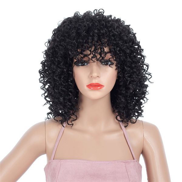 Perucas sintéticas de peruca curly curly curly curly para mulheres preta natural afro cabelo