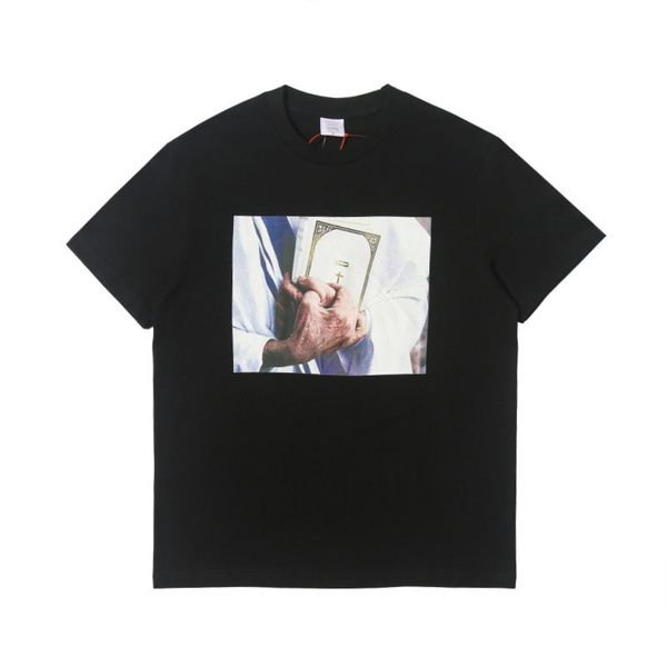 

20ss дизайнер радуга письмо футболка мужской марка одежда марка футболка летняя мода библия для печати tee вскользь men shirt s-xl, White;black