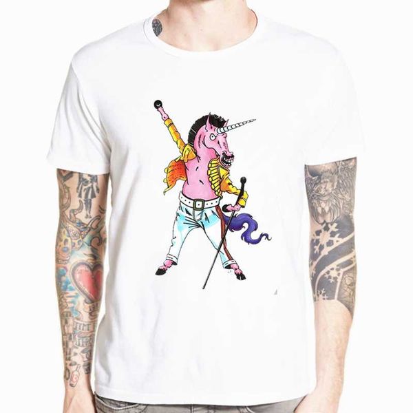 

new short-sleeved male lettbao freddie mercury t shirt fashion wild streetwear casual tshirt slim soft hip-hop printed t-shirt, White;black