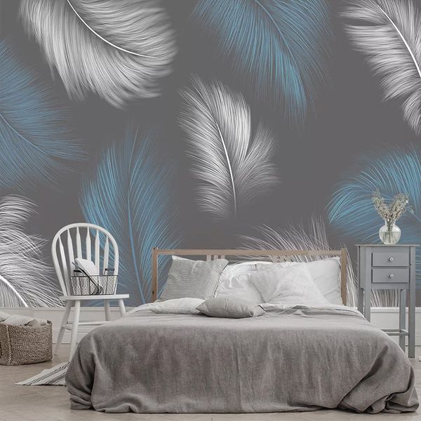

custom mural wallpaper 3d feather nordic style living room bedroom background wall papers decor papel de parede sala 3d fresco