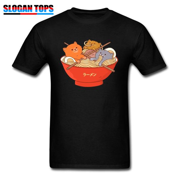

o-neck t-shirt men meow ramen noodle tshirt print kawaii japan style t shirts anime naruto tees students black streetwear, White;black