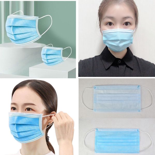 

quick send sell 50pcs disposable face masks 3-layer dustproof mouth anti pm2.5 safety masks men women disposable face masks