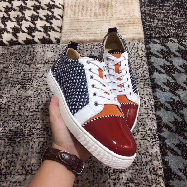 

men & women with red bottom low fashion sneakers luxurious designer flats comfortable casual shoes with dust bag,eur35-47, Black
