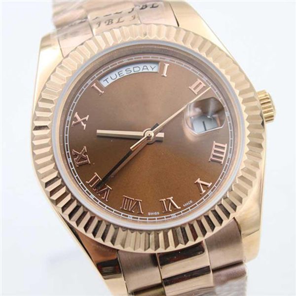 

watches luxury president 22 unworn 218238 day date ii mens wristwatc automatic largest size white dial rose fashion men's watch watches, Slivery;brown