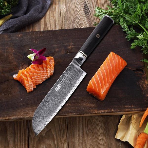 

качество дамасской стали ножи santoku инструменты кухни набор sharp лезвия японской кухни нож нож шеф-повара из нержавеющей octagonal ручки