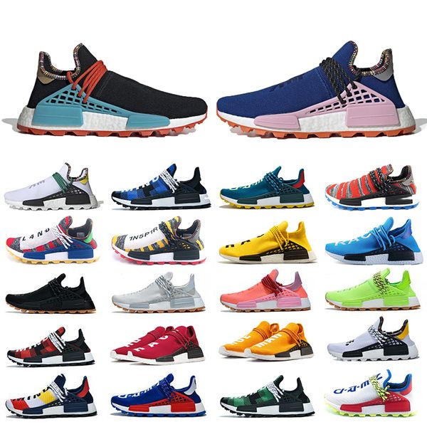 

2019 new human race trail casual shoes nerd black cream men women pharrell williams hu runner yellow white red sports runner sneaker