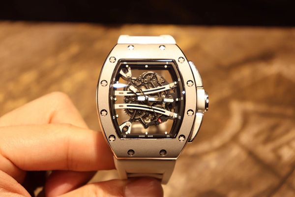 

New whole ale luxury watche rm 6101 apphire gla rubber belt miyota care men 039 automatic mechanical watche waterproof delivery, Slivery;brown