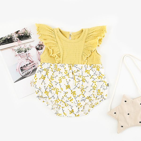 

baby clothing kids Sleeveless O-neck romper Flowers Print patchwork 100% cotton baby romper Baby & Kids Clothing