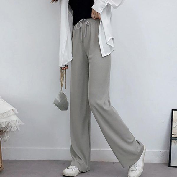 

plus trousers trousers sport ice silk pleated wide leg womens straight, Black