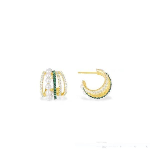 

popular fashion yellow gold plated full colorful cz pearl earrings for girls women for party wedding nice gift