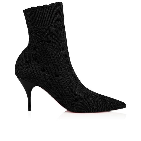 

модные женские туфли на высоких каблуках с красной нижней подошвой! роскошные ботильоны черный люрекс носок сапоги женские сапоги сандрин 80, Black