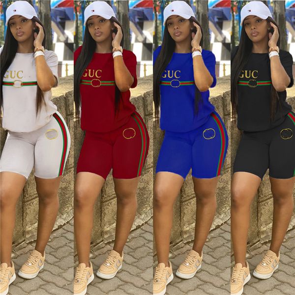 

De igner women two piece outfit neck t hirt hort pant 2 piece uit triped brand track uit crew ummer trendy treetwear 2019 c6608